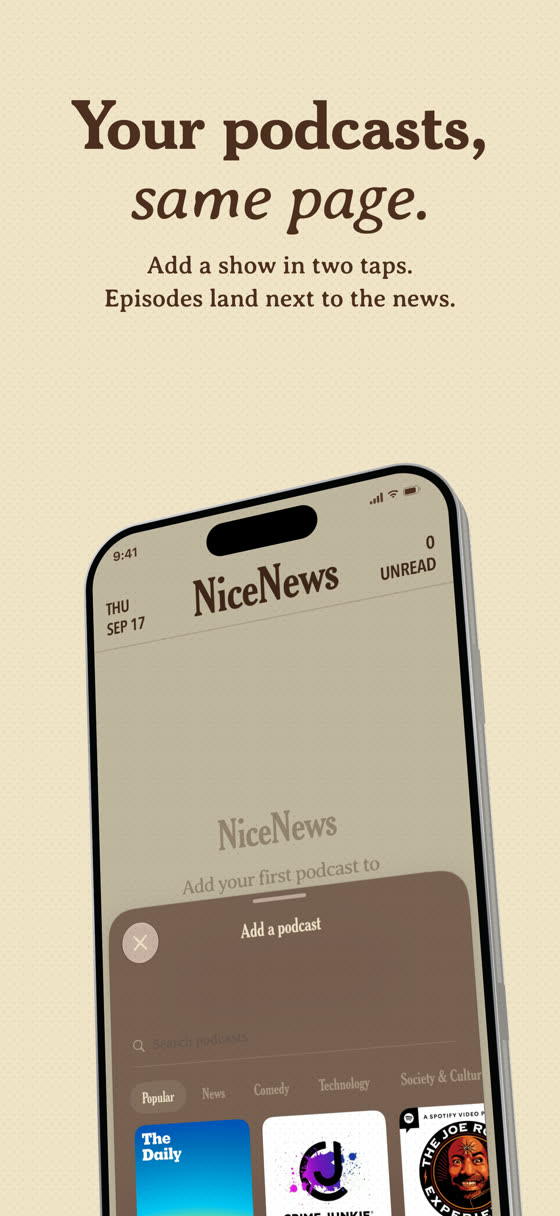 Your podcasts, same page.